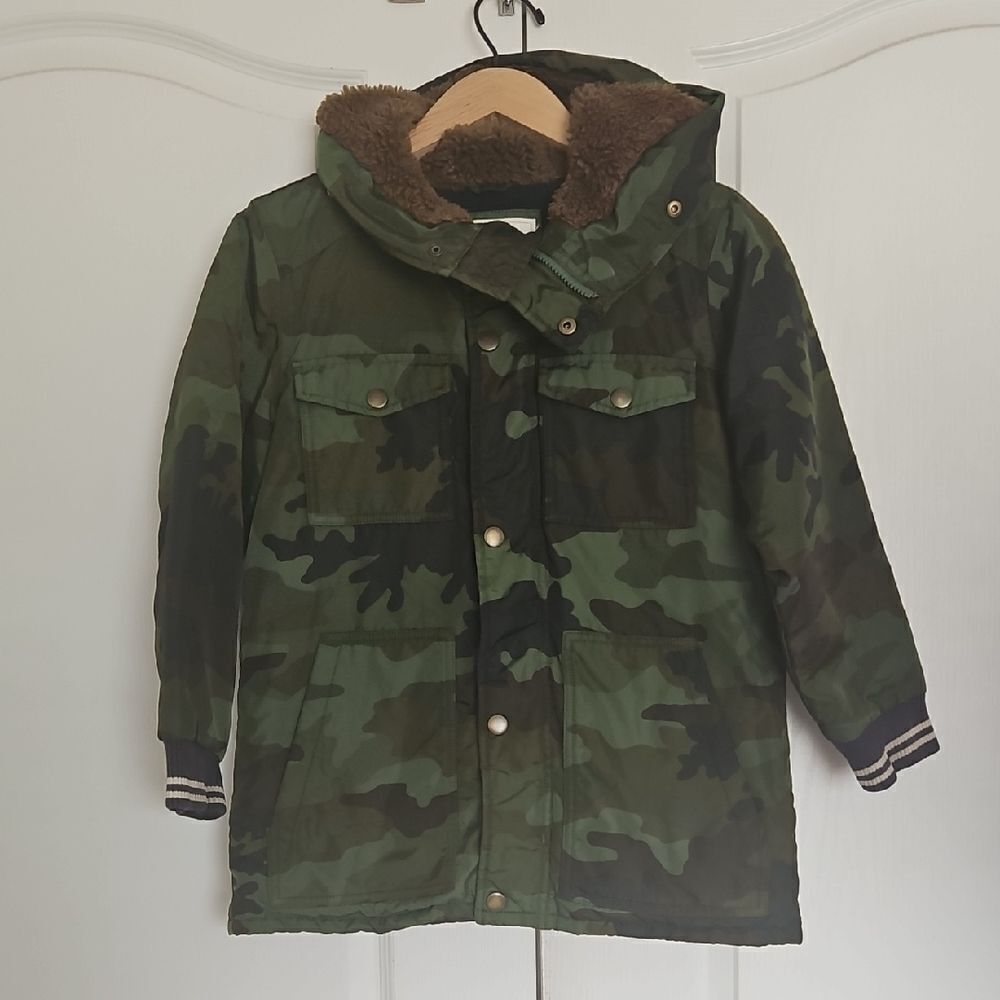 Crewcuts Green and Brown Puffer Jacket with Hood